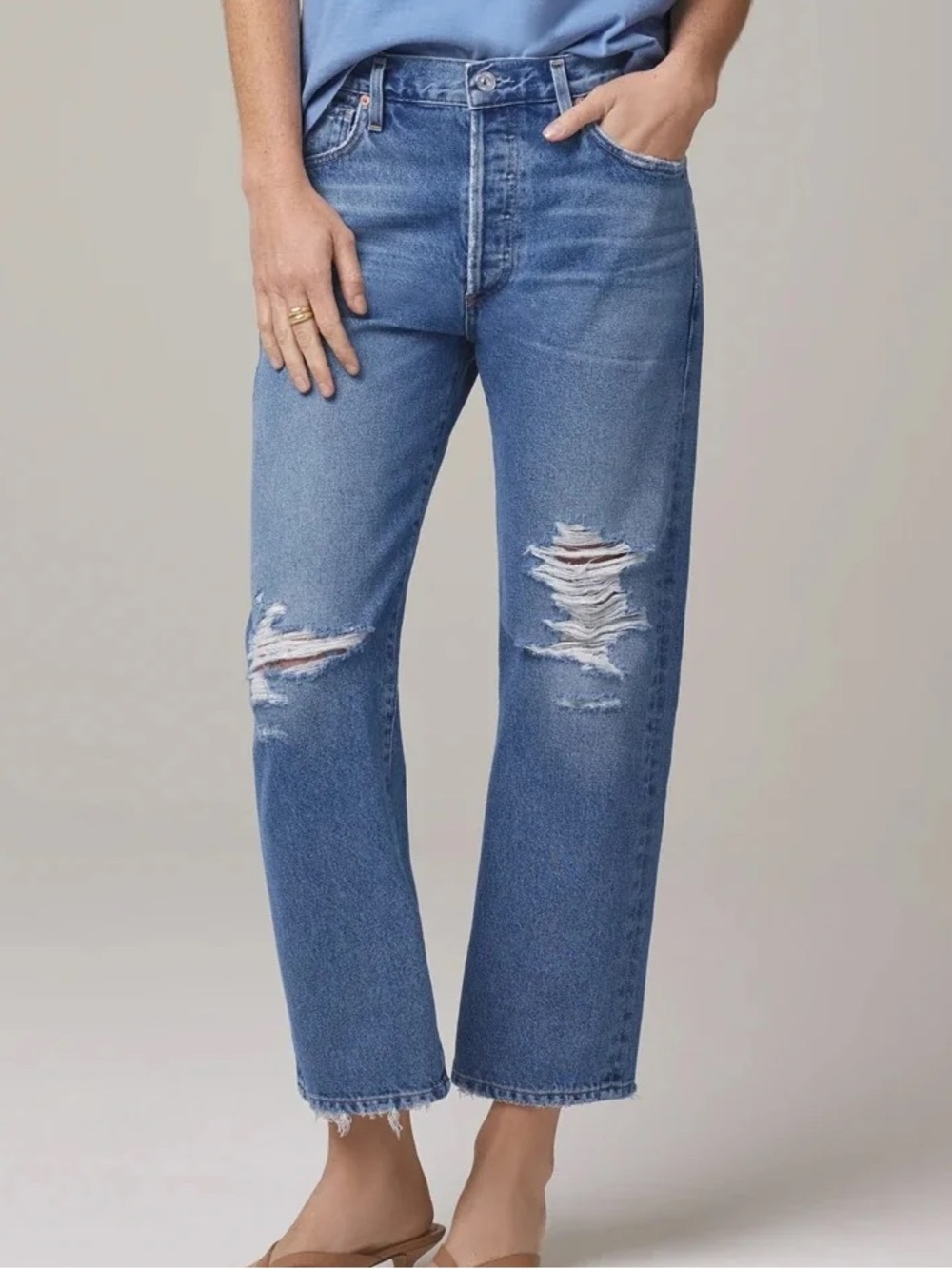 Citizens of Humanity Emery High Rise Relaxed Cropped Jeans in Wistful Size 25